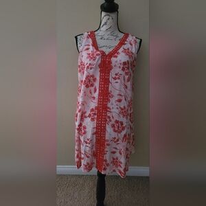 Market & Spruce Red Embroidered Tank Top/Tunic